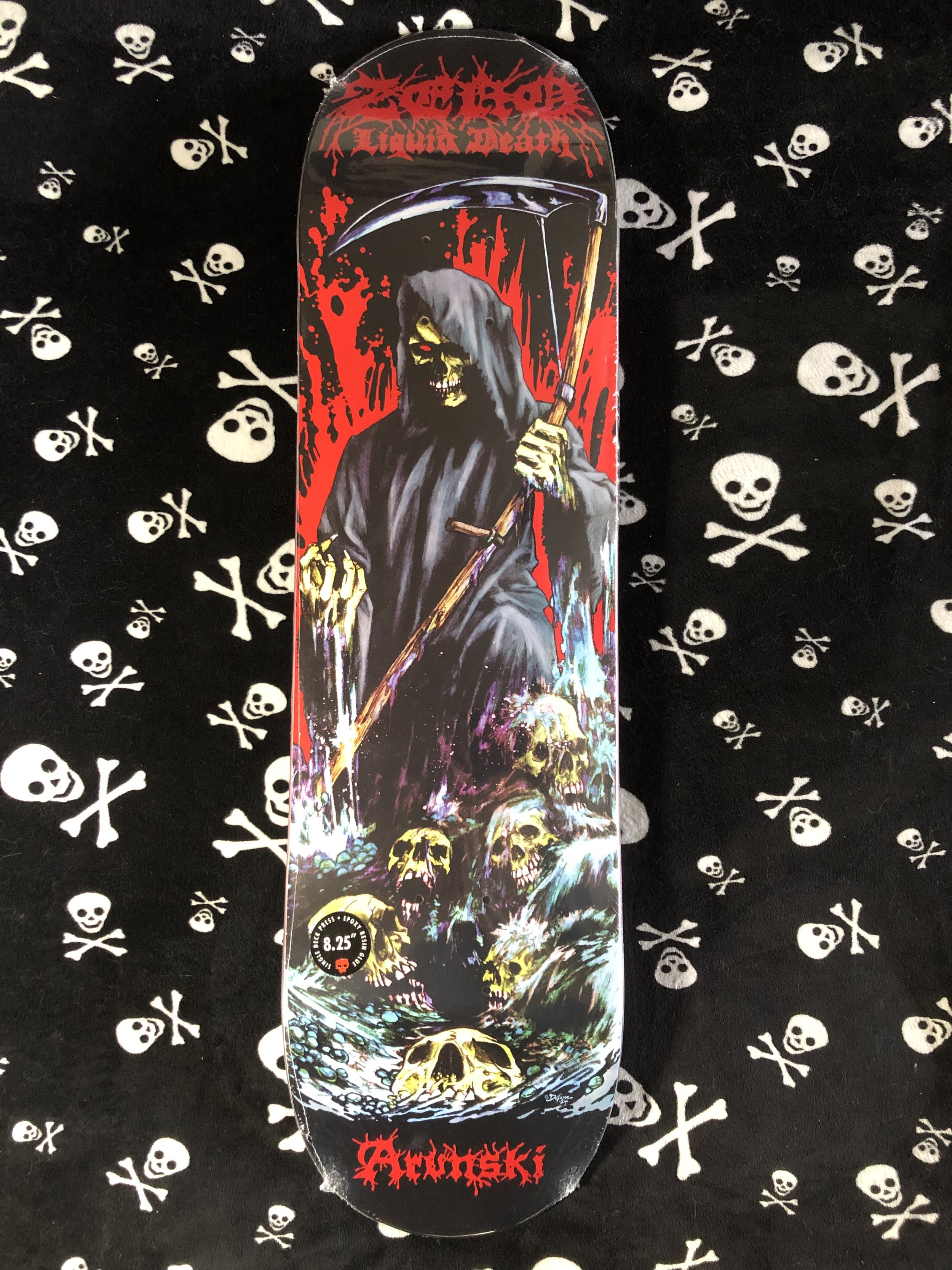 ZERO~ ARUNSKI LIQUID DEATH SKATEBOARD DECK — DEATHGEAR PRODUCTS
